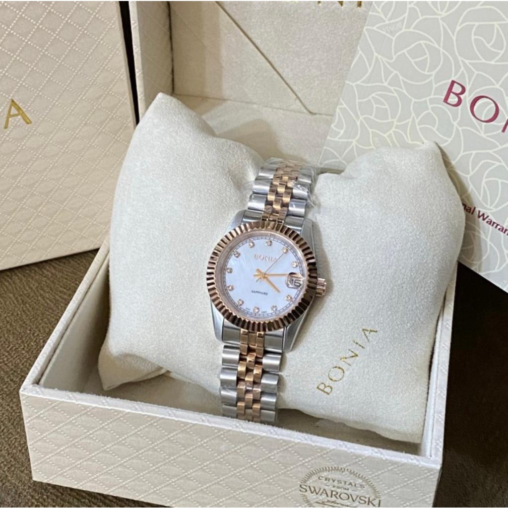 Jam Tangan Wanita BONIA BNB10087S kaca SAPPHIRE Set Box Original BONIA