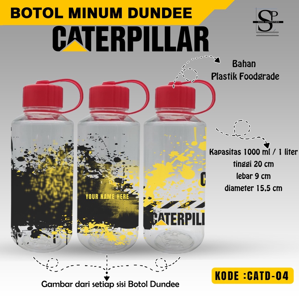 Botol Minum 1 Liter Caterpillar Not Official Bukan Original Bahan Plastik BPA FREE