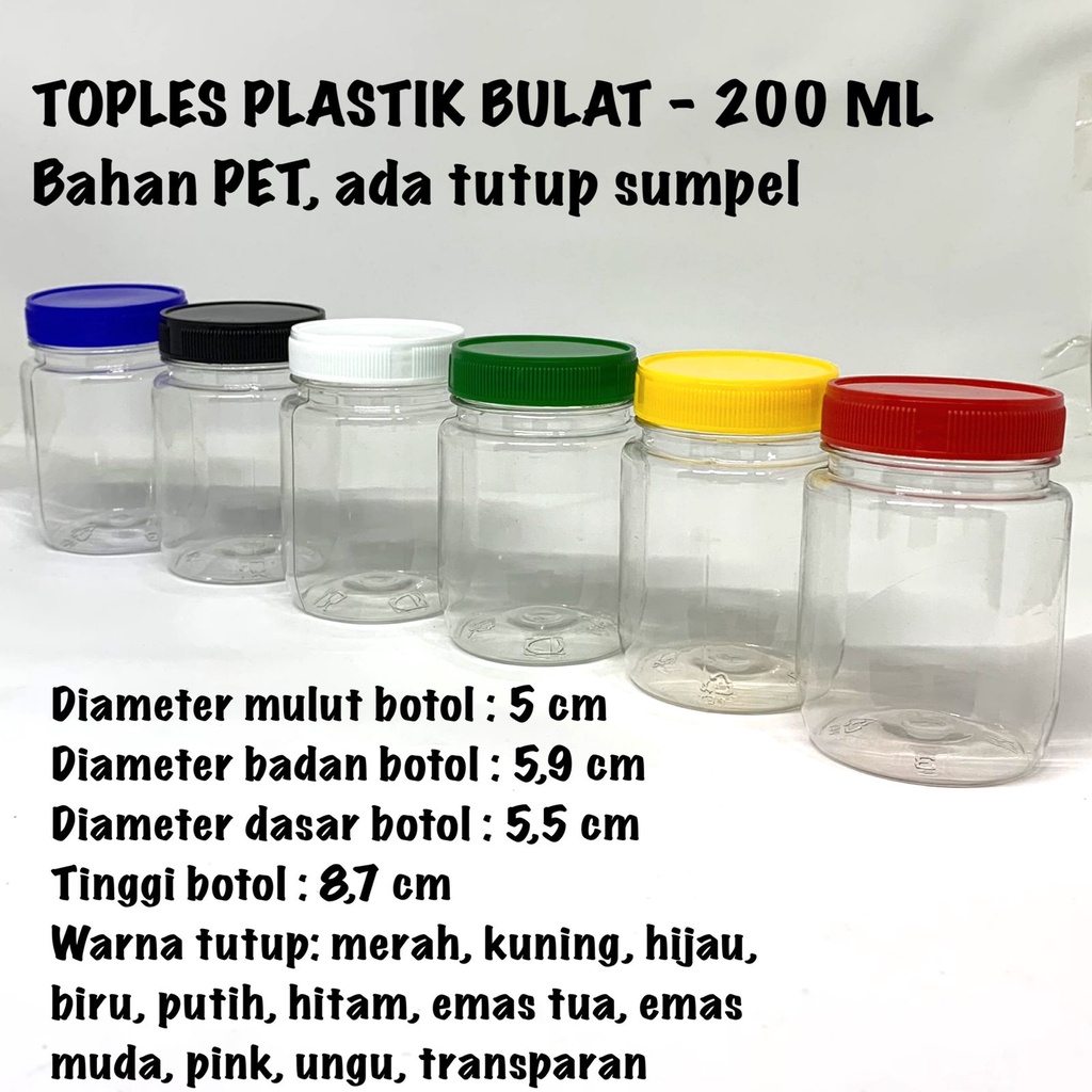 Toples Plastik / Botol Sambal / Toples Bumbu / Toples Sambal BULAT 200ml