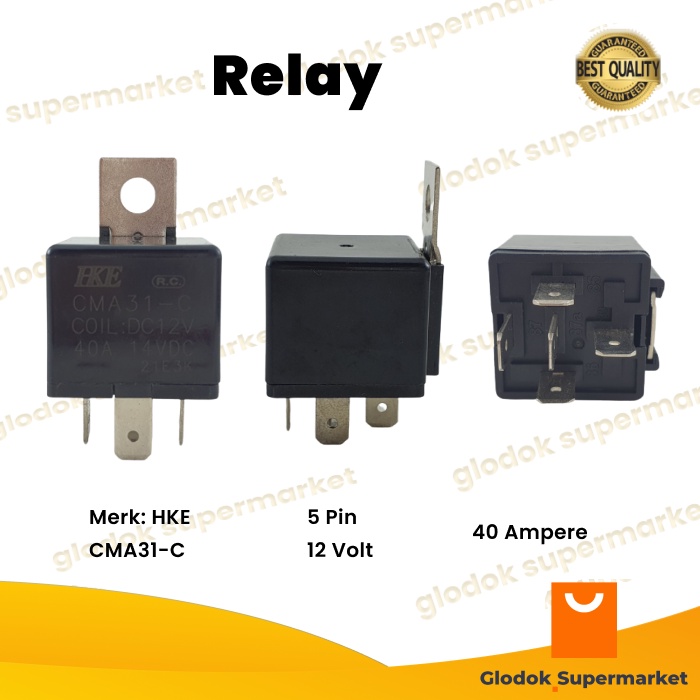 Relay Mobil HKE 12V 5 Pin 40A Lampu Klakson Car 5 kaki 12 Volt CMA31-C