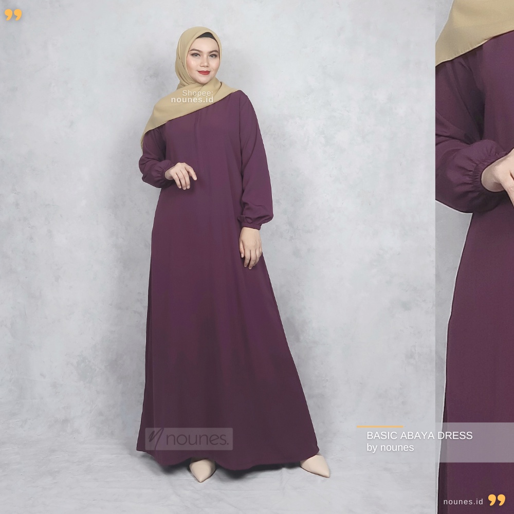 Nounes Basic Abaya Dress Vol 2 - Warna baru Gamis Daily Polos Wanita Busui Friendly Inner Wolfis Grade A  Size S M L XL Jumbo XXL LD 98 104 110 120