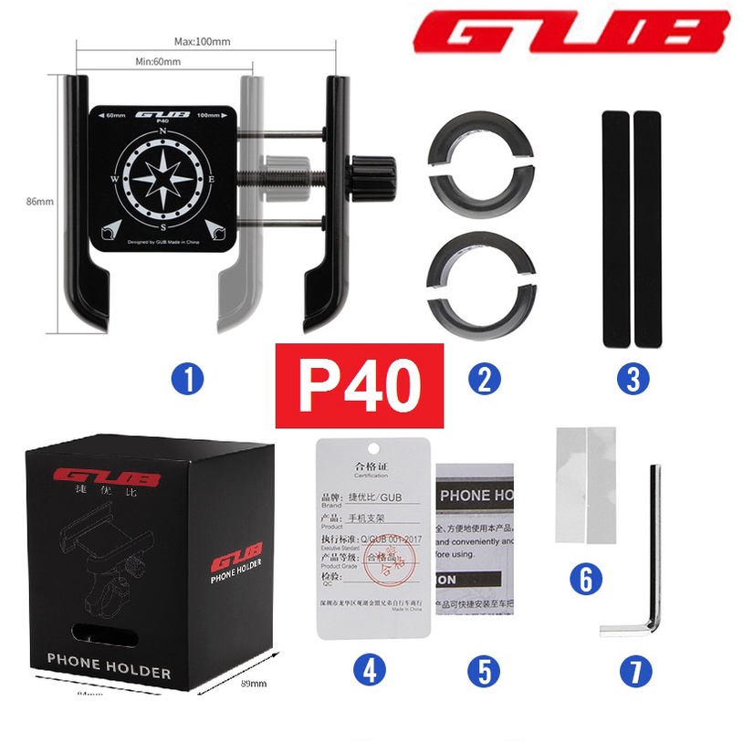 GUB P40 Stand Phone Holder Hp Sepeda Motor Stang Spion Dudukan Hp Handphone di Motor Tempat Hp di Motor Bracket Breket Hp