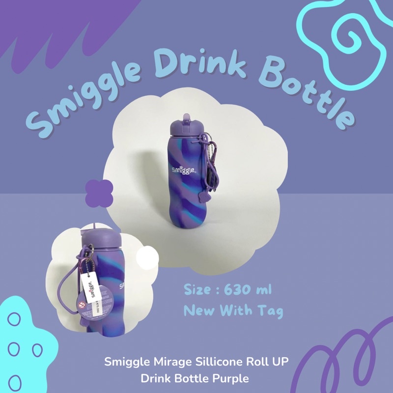 Jual Botol Minum Smiggle Sillicone Drink Bottle Purple Original