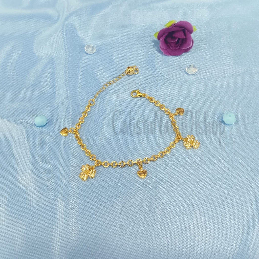 GELANG RANTAI JURAI ANAK FULL MATA  PERHIASAN EMAS KOREA ANTI KARAT DAN ANTI LUNTUR