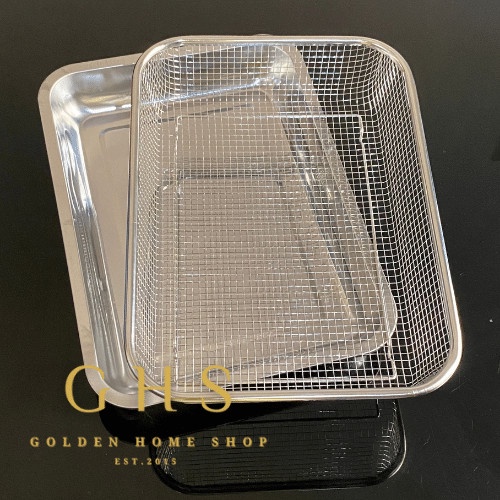 Saringan + Nampan Segi Besar Stainless Tirisan Gorengan Makanan