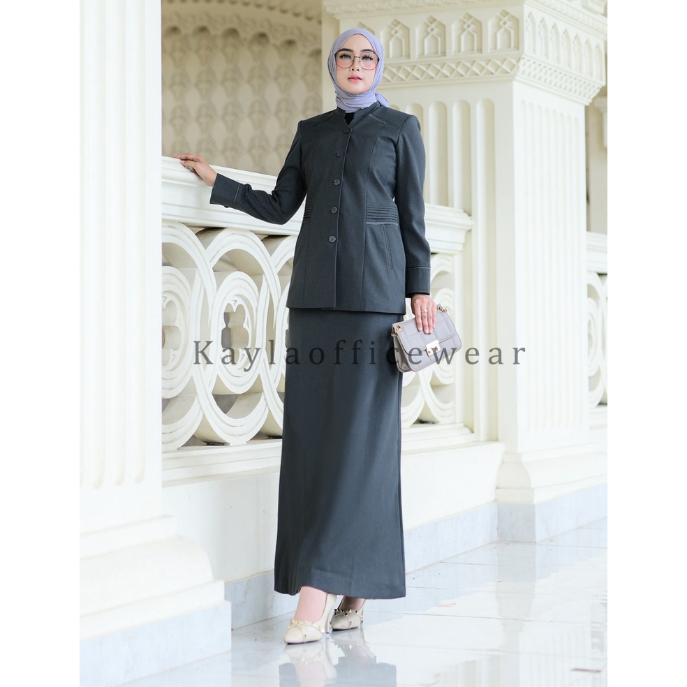 Seragam Guru Abu/Seragam Guru SD/Guru PGSD/Blazer Abu Wanita KD.278 Stelan Rok Span