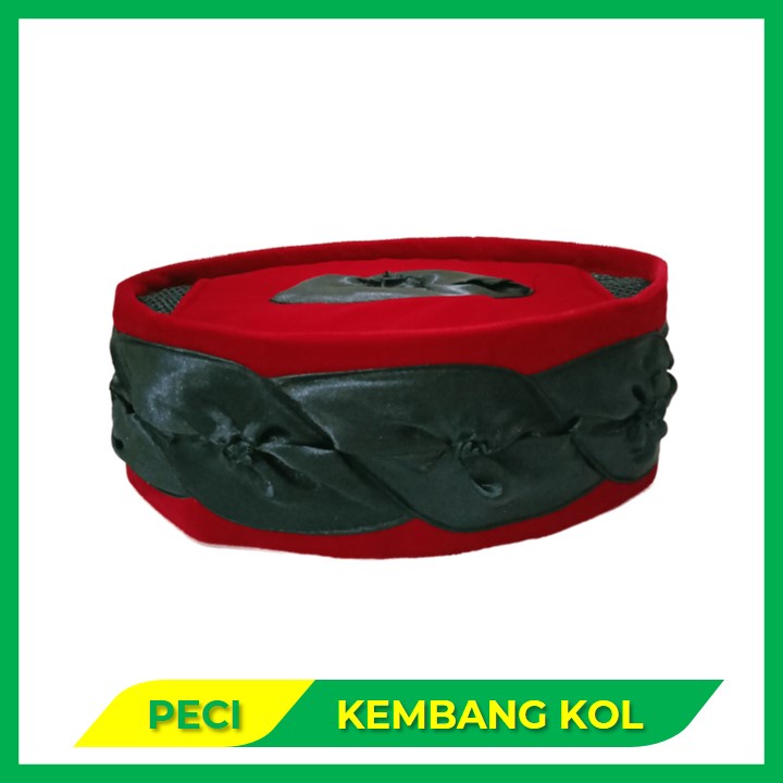 Peci betawi Merah motif Kembang kol Hitam Songkok Santri Pria Dewasa Model Terbaru