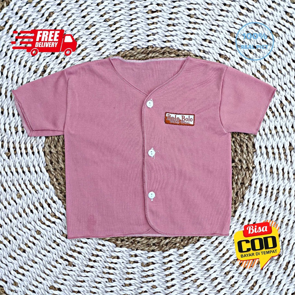 SALE 7.7 Serian Dusty - 3 pcs Baju Bayi Tangan Pendek Bayi Baru Lahir 0 sd 3 Bulan Pink Dusty Series merk SNI Bolo - Bolo