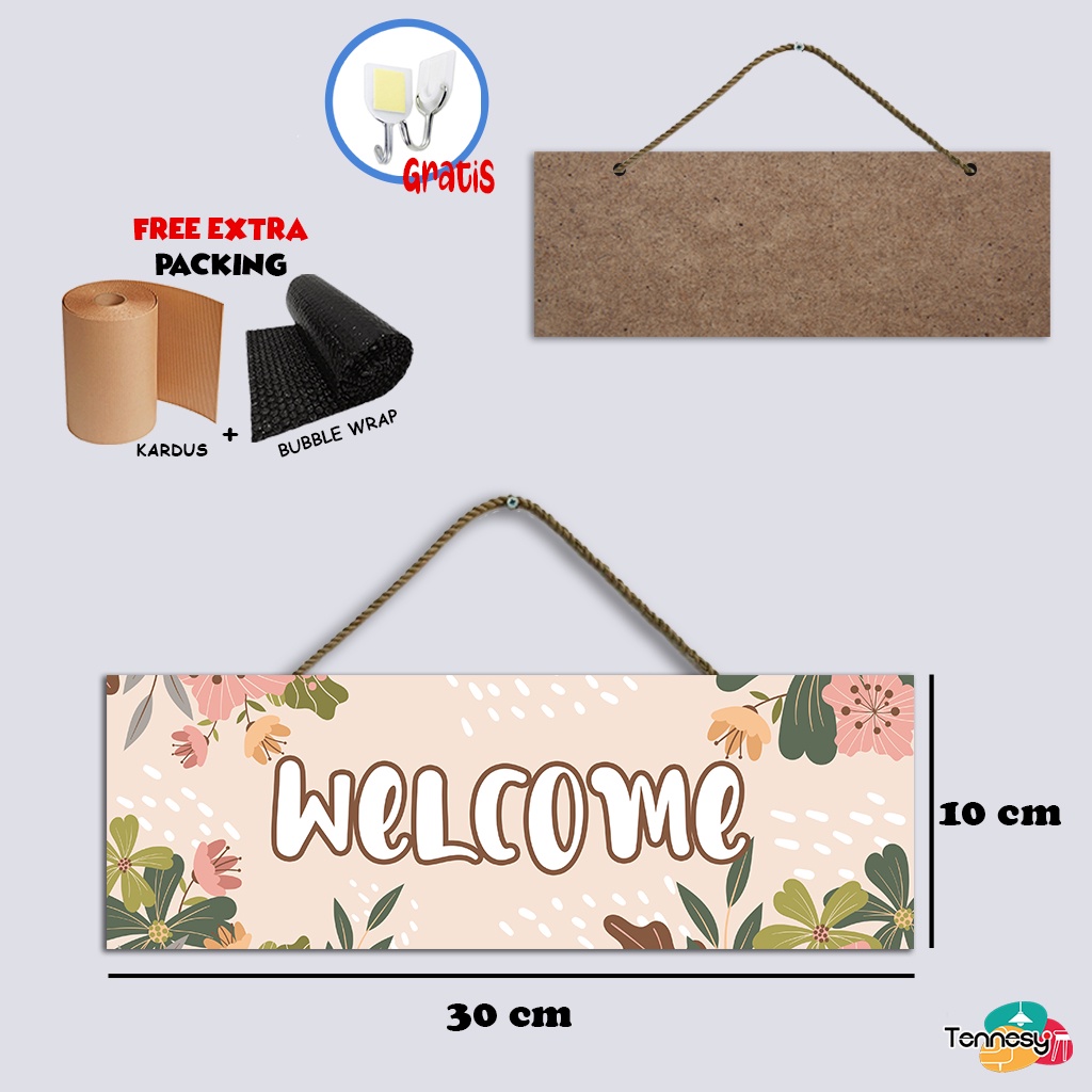 TENNESY HIASAN DINDING GANTUNGAN TALI PINTU FLOWER 30x10CM PAJANGAN KAYU DEKORASI DINDING DEKORASI KAMAR TIDUR RUMAH WELCOME LAUNDRY TOILET KITCHEN ASSALAMUALAIKUM