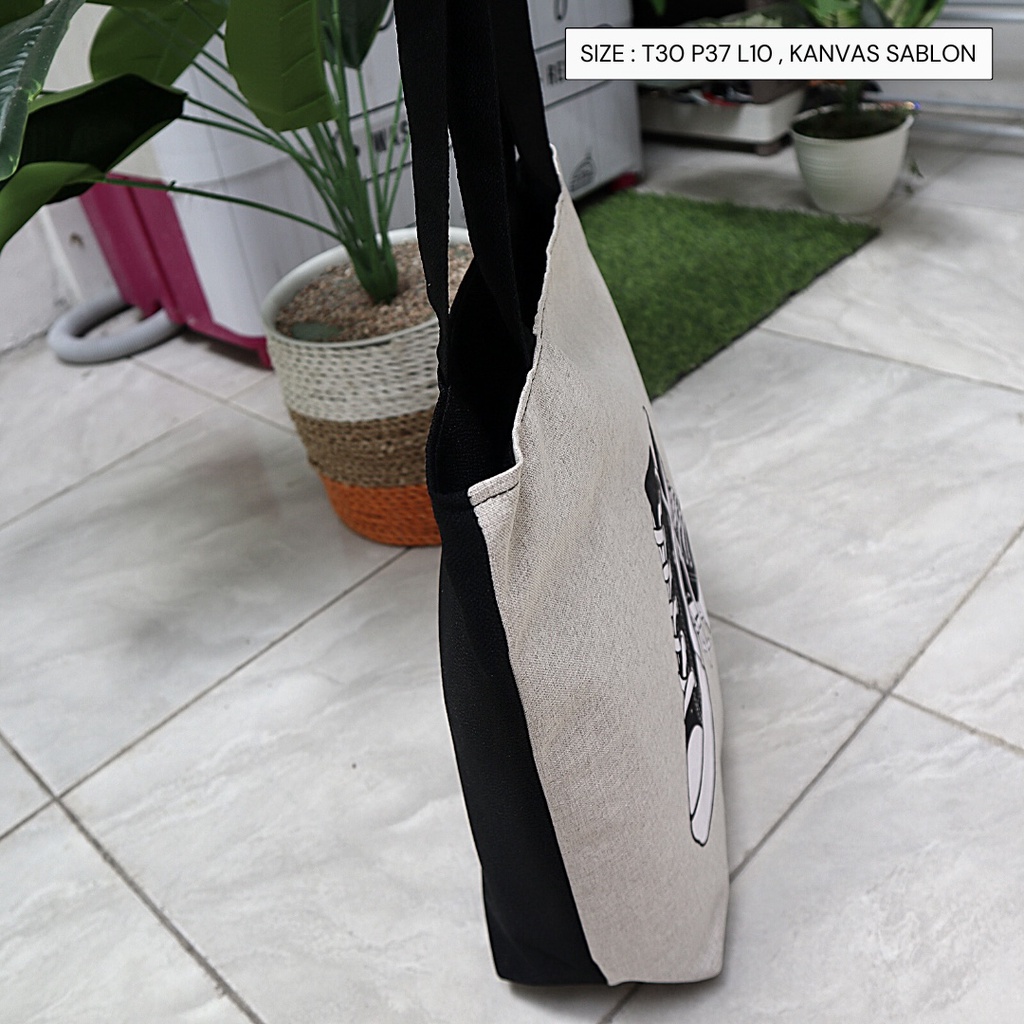 [RESLETING] Bahan TEBAL Tote bag kanvas totebag wanita polos motif tas semarang jateng unik limited
