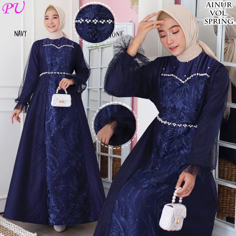 GAMIS BRUKAT AINUR DRESS MUSLIMAH PESTA WISUDA MEWAH GAMIS KONDANGAN MODERN FASHION MUSLIM WANITA
