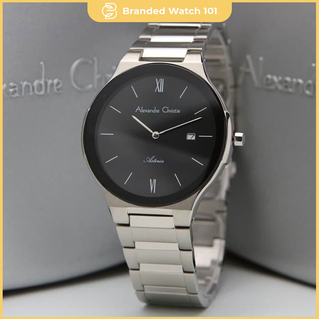ORIGINAL Jam Tangan Pria Alexandre Christie AC 8612 / AC8612 Silver Black, Garansi 1 Tahun
