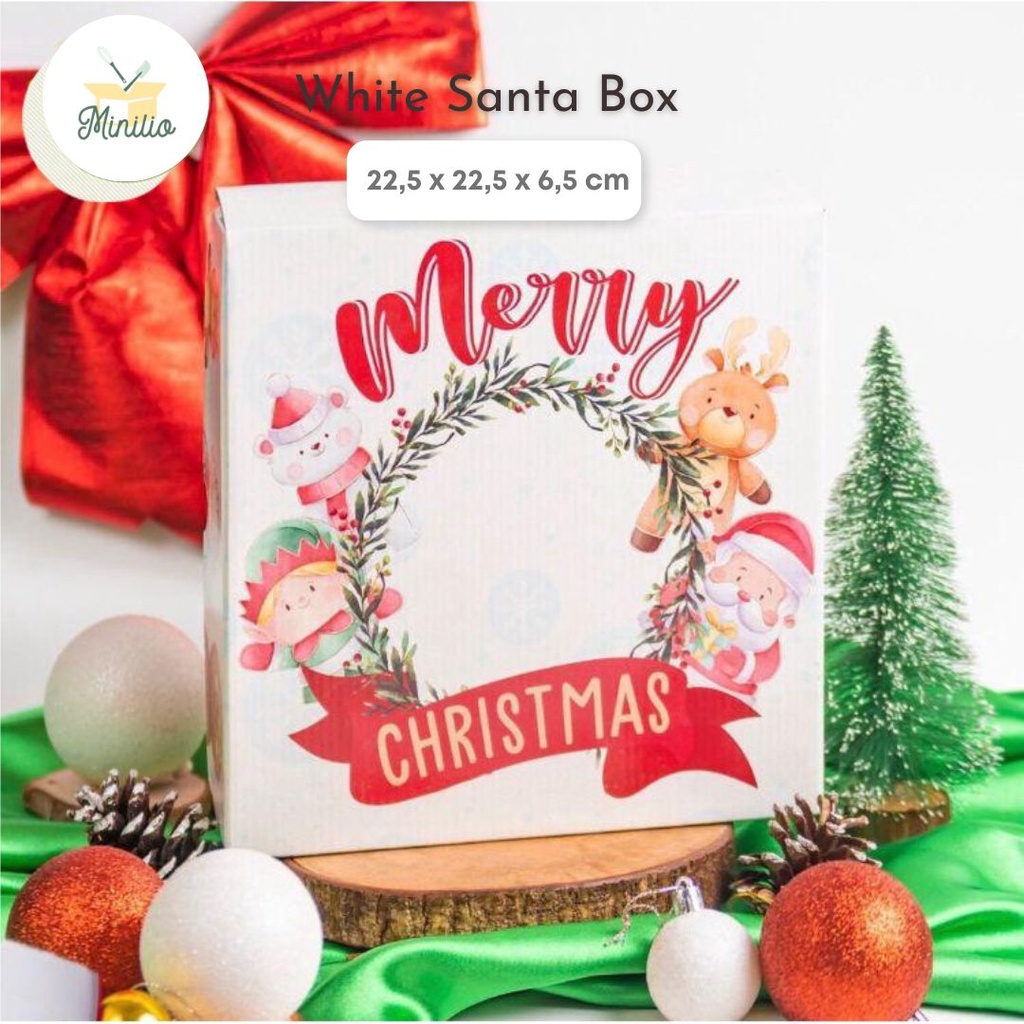 

White Santa Box - KOTAK BOX DUS KUE KERING CAKE | PACKAGING SOUVENIR HAMPERS GIFT KADO NATAL CHRISTMAS SANTA