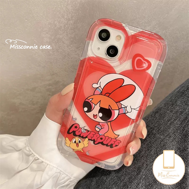 IPHONE Casing Ponsel Airbag Shockproof Bening Kompatibel Untuk Iphone11 14 13 12 Pro MAX XR 7 8 6 6S Plus X XS MAX Kartun Lucu Anak-Anak Perempuan Manis Cinta Hati Lembut TPU Penutup Belakang