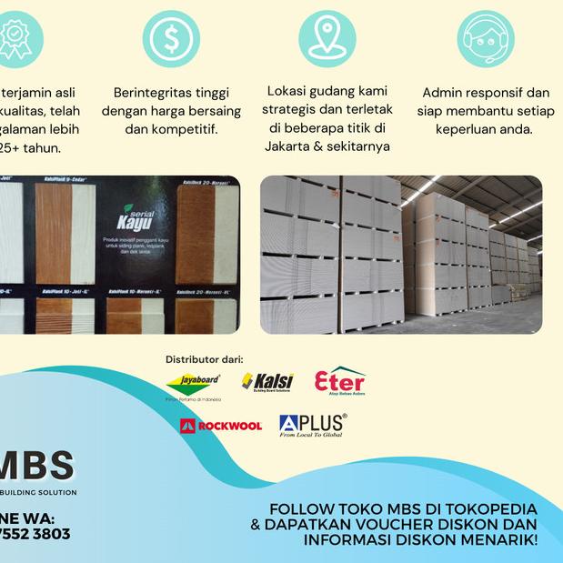 Gipsum WR Jayaboard 9mm / Gypsum Jaya Wet Area Tahan Anti Lembab