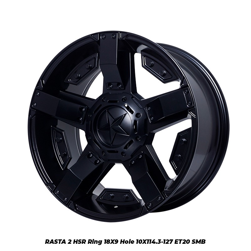 JUAL VELG OFF-ROAD HSR RASTA 2 RING 18 LEBAR 8 BLACK untuk RUBICON INNOVA ESCAPE HILUX SINGLE CAPTIV