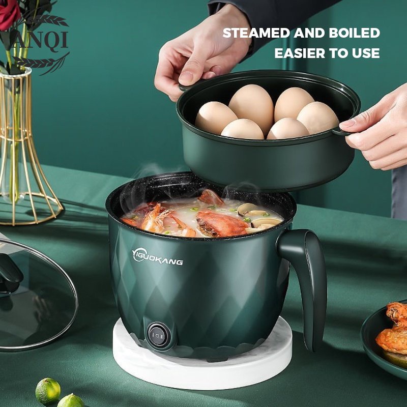 ANQI 1888 Panci Elektrik Teflon Serbaguna / 1.8L Multifungsi Free Kukusan Stainless VS-1854