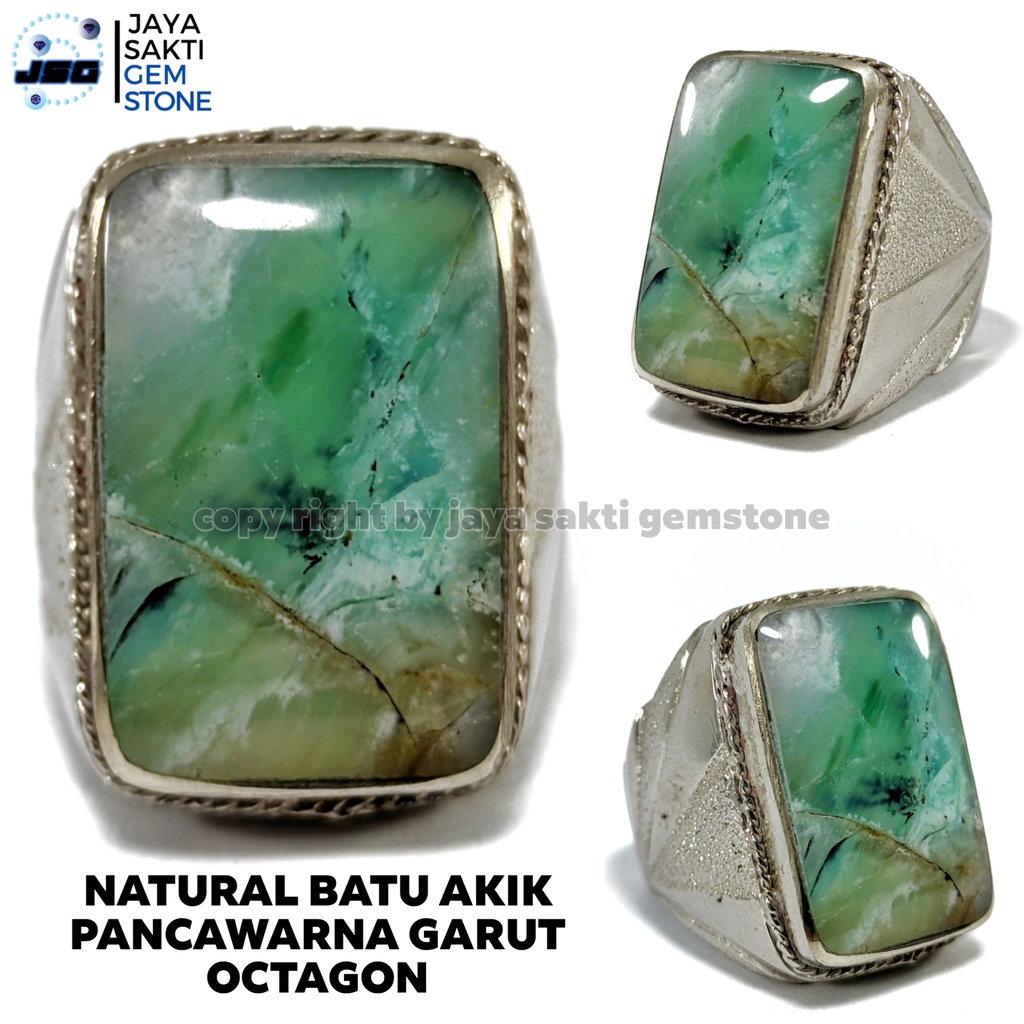 Natural Batu Akik Pancawarna Garut Octagon PGO25