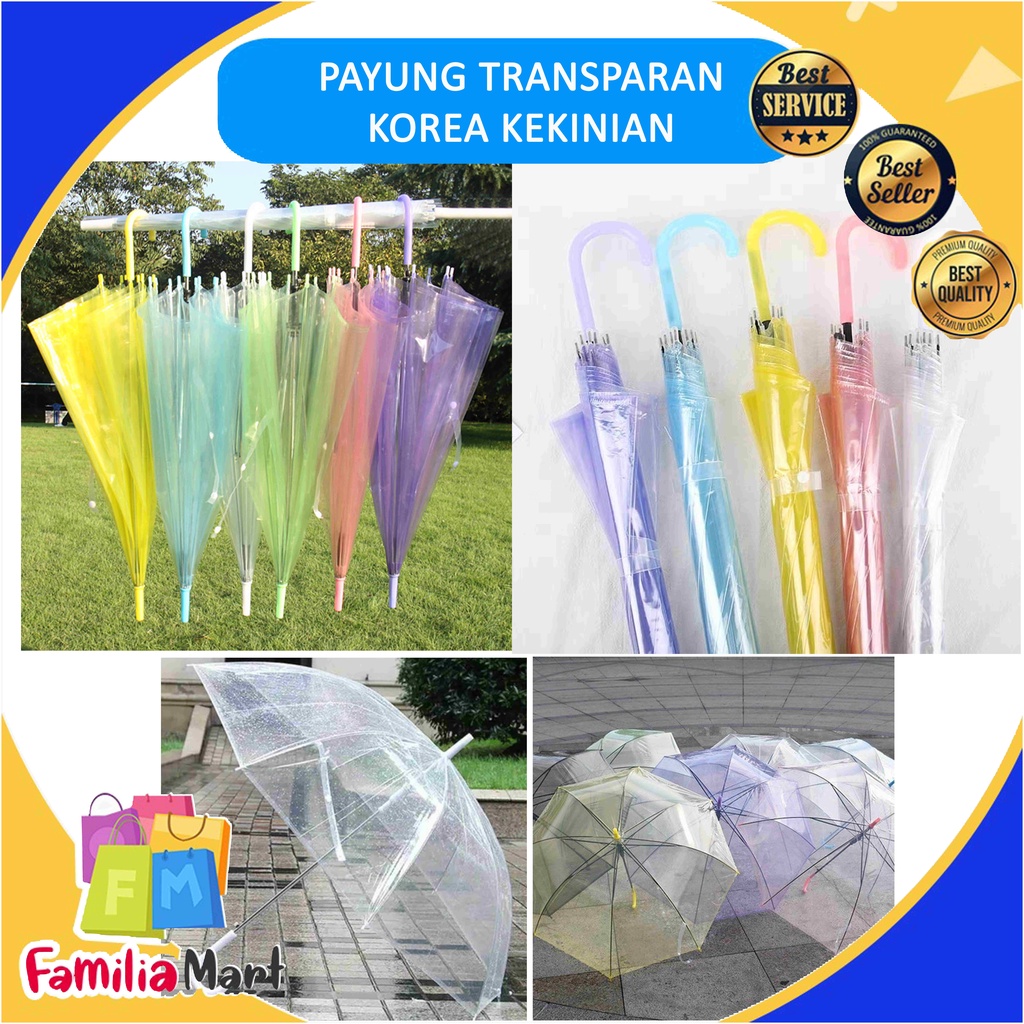 Payung warna Transparan studio Bening Umbrella Transparant pvc 72cm