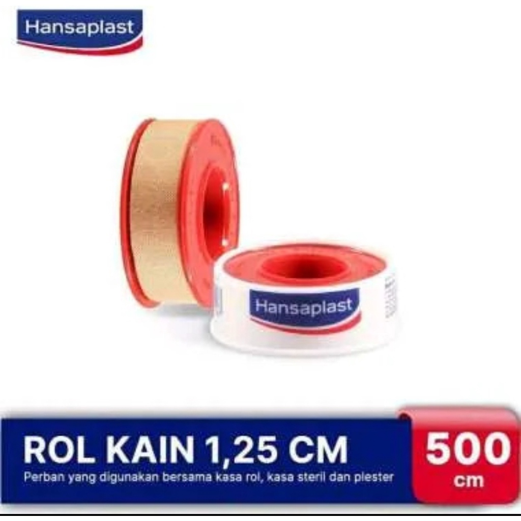 HANSAPLAST Roll Plester Gulung Kain 1,25cmx5m   [Plester Perban Perekat untuk Luka ]