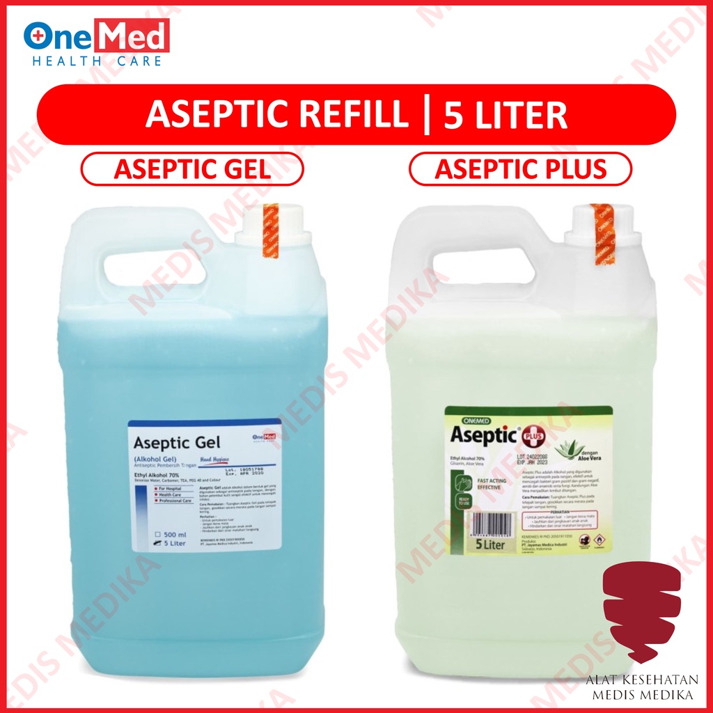 Aseptic Gel Plus 5L Onemed Hand Sanitizer Perlindungan Tangan Alkohol Antiseptik 5 Liter