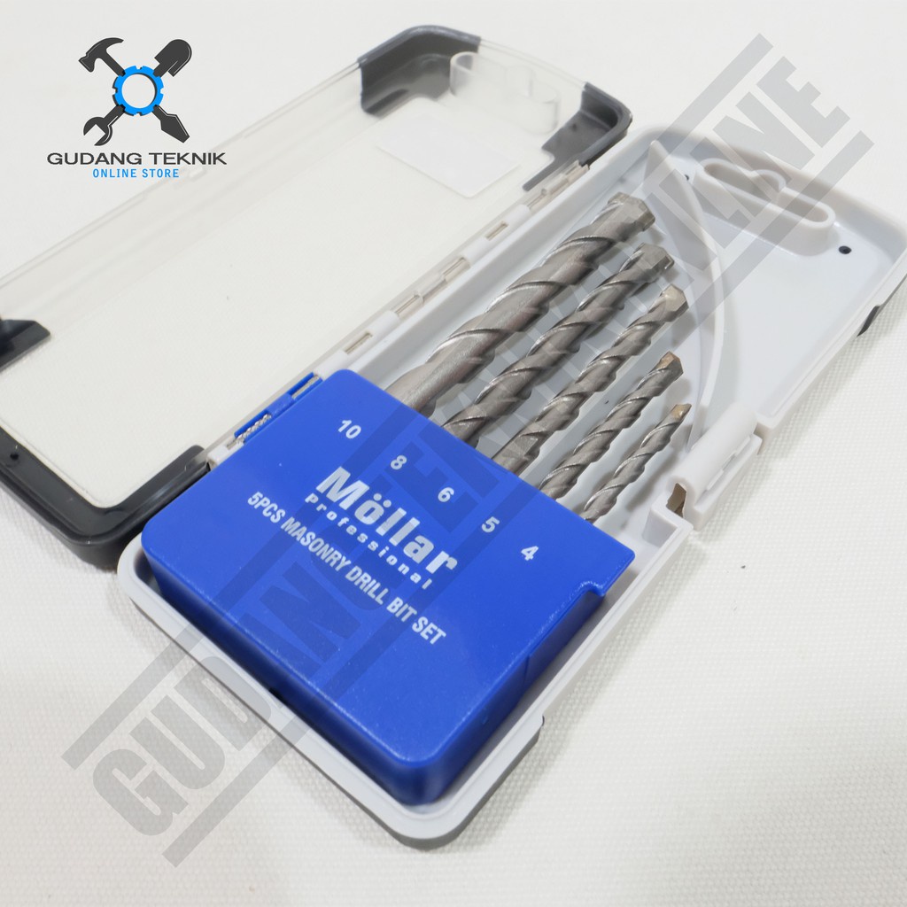 Mata Bor Beton Tembok 4 5 6 8 10mm 1Set 5Pcs MOLLAR / Masonry Drill Bit SET 5 Pcs 4mm 5mm 6mm 8mm 10mm MOLLAR