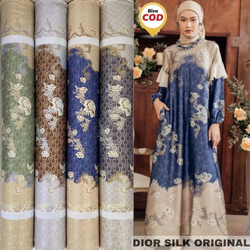 Kain Dr Silk Mengkilap Motif Rose Flower harga setengah meter