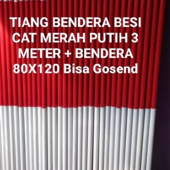 tiang bendera merah putih 3 meter /tiang besi merah putih plus bendera - Merah Putih