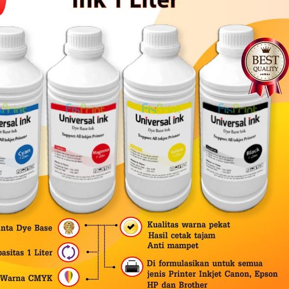 Tinta Universal Black 1 Liter, Tinta Refill Printer Dye Base - Hitam