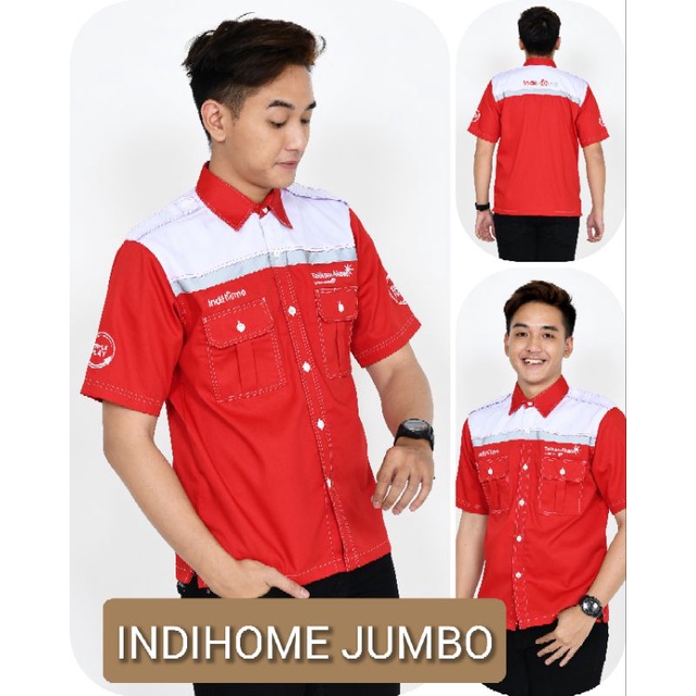 custom Indihome ukuran jumbo/kemeja kerja ukuran besar/baju karyawan teknisi Indihome