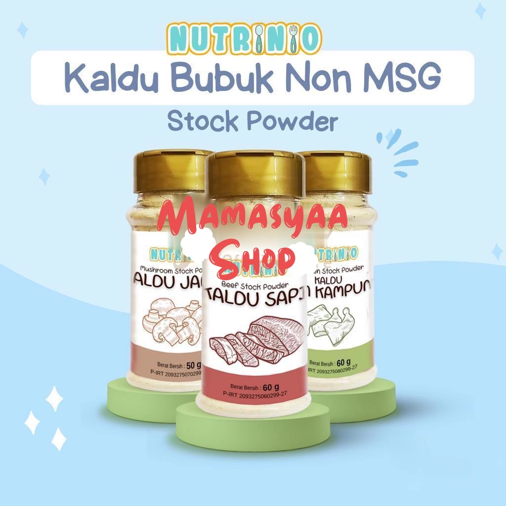 

Kaldu Bubuk Non MSG Nutrinio / Kaldu Ayam Kampung Sapi Jamur / Stock Powder Non MSG