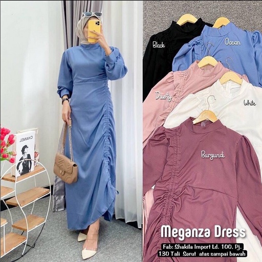MEGANZA DRESS • BELITA MIDI + MEGA ORI BY ARKEN // GAMIS MAXY SHAKILLA SERUT POLOS LD 100 PJ 130 // 