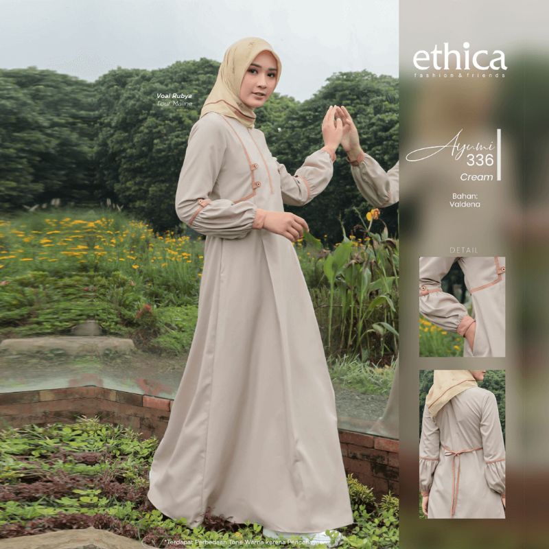 Bisa COD - Gamis ethica / gamis ethica ayumi / gamis ethica ayumi 336 cream