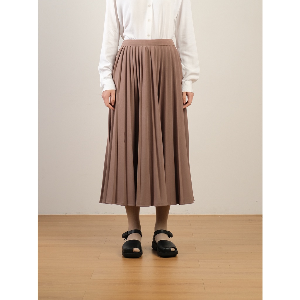 THENBLANK | Pleated Skirt | Brun