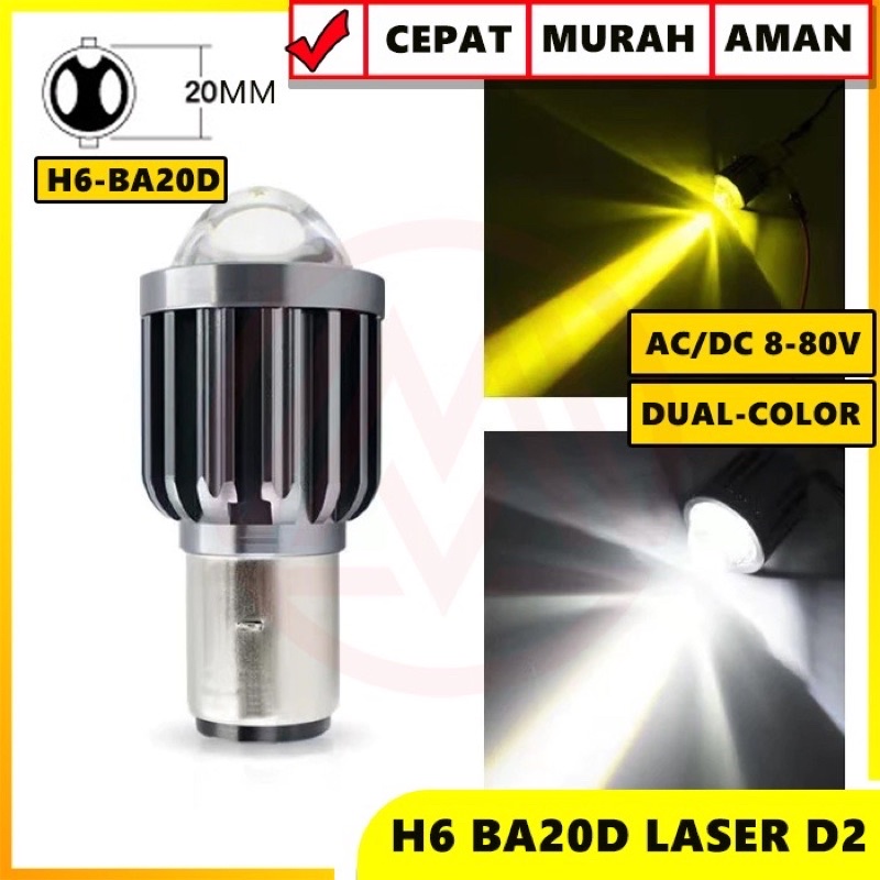 COD LAMPU LED LASER BA20D WHITE YELLOW LAMPU UTAMA MOTOR LASER