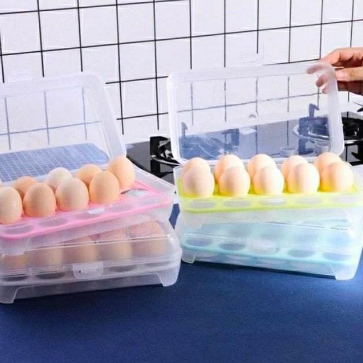 Terpercaya Box Telur Ayam isi 15 Sekat Plastik / Wadah Tempat Telur Ayam Kampung