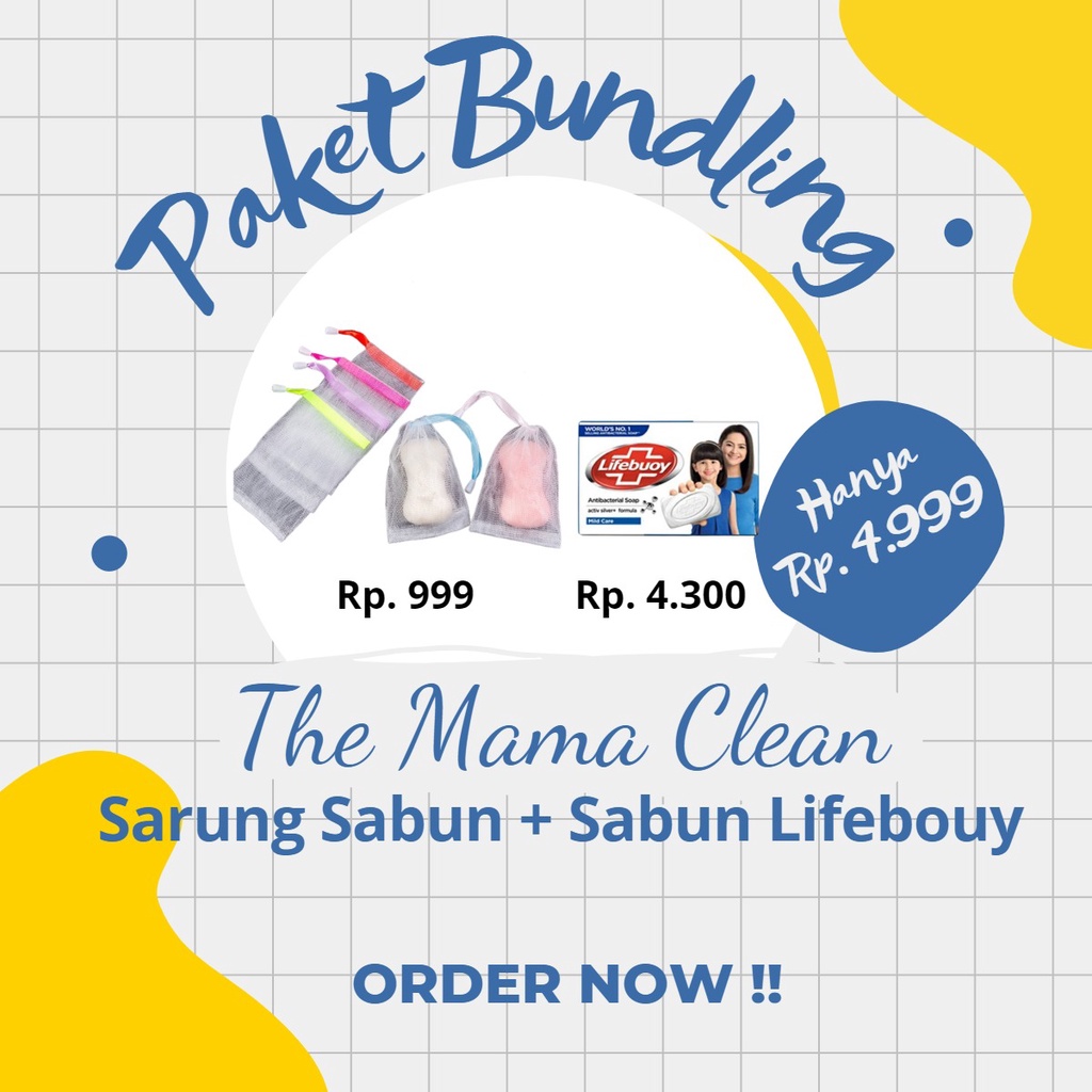 KANTONG/JARING SERUT SABUN + SABUN LIFEBOUY BATANG (Paket Bundling)