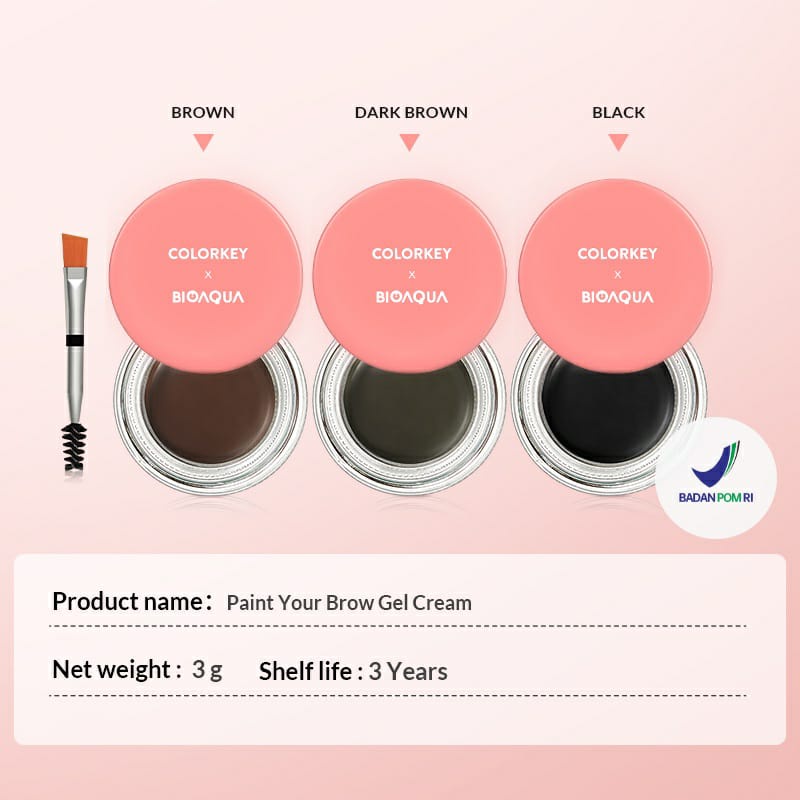 COLORKEY x BIOAQUA Eyebrow Gel Make Up Eyebrow Pomade Cream Alis Waterproof Tahan air dan keringat