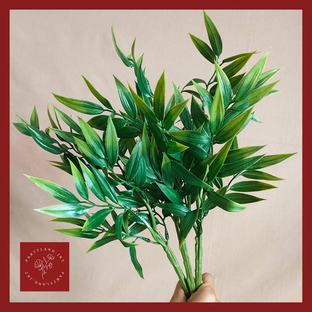 Artificial Leaf Makino Bamboo Daun Buatan Plastik Dekorasi Hias Pajangan