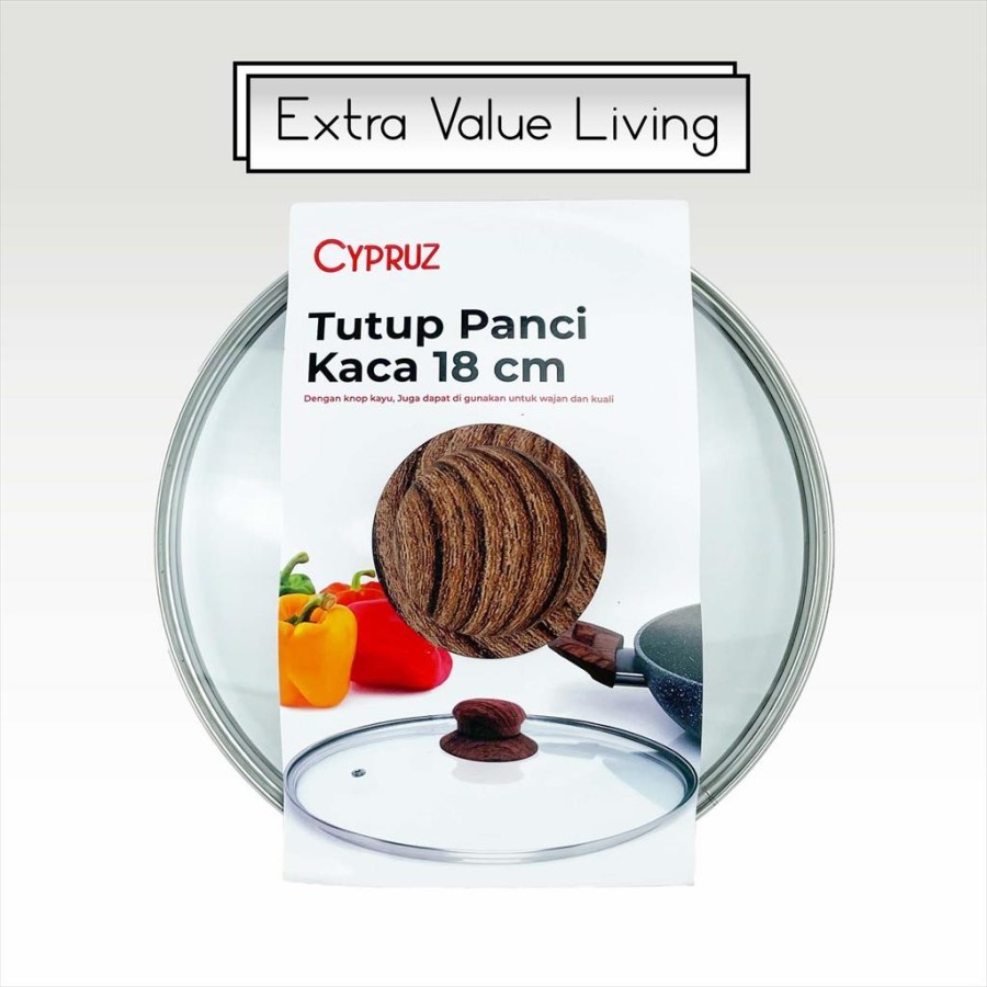 CYPRUZ Tutup Panci Kaca 18 CM Tutup Wajan Kuali Kaca SP-0781