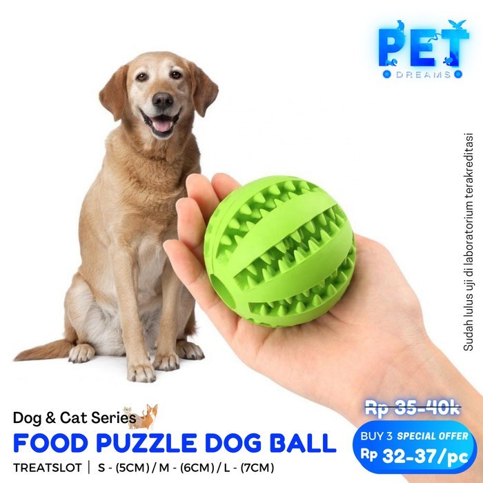 MAINAN ANJING GIGIT BOLA KARET SELIP MAKANAN GIGITAN PEMBERSIH GIGI DOG PUPPY DENTAL BALL TOY