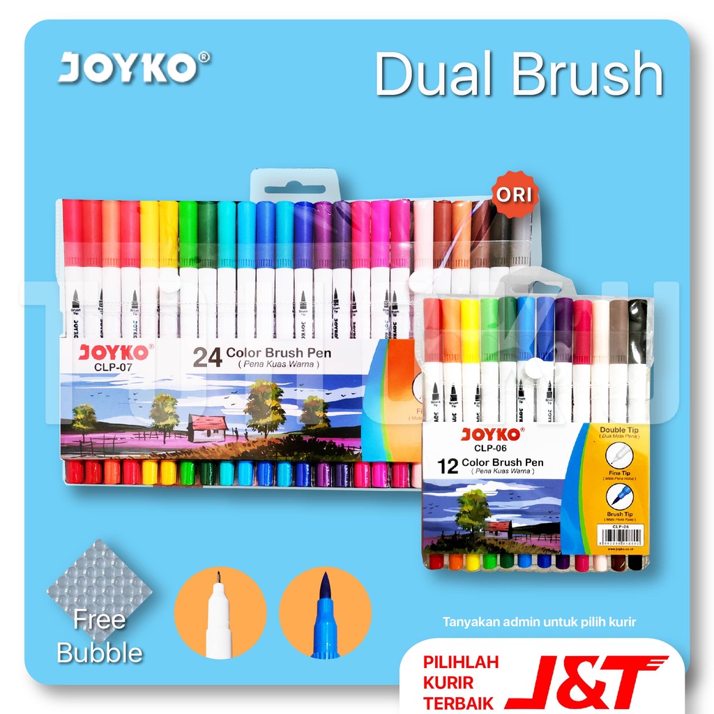 

Joyko Dual Brush Pen 12 Warna - Calligraphy Pen Joyko 12