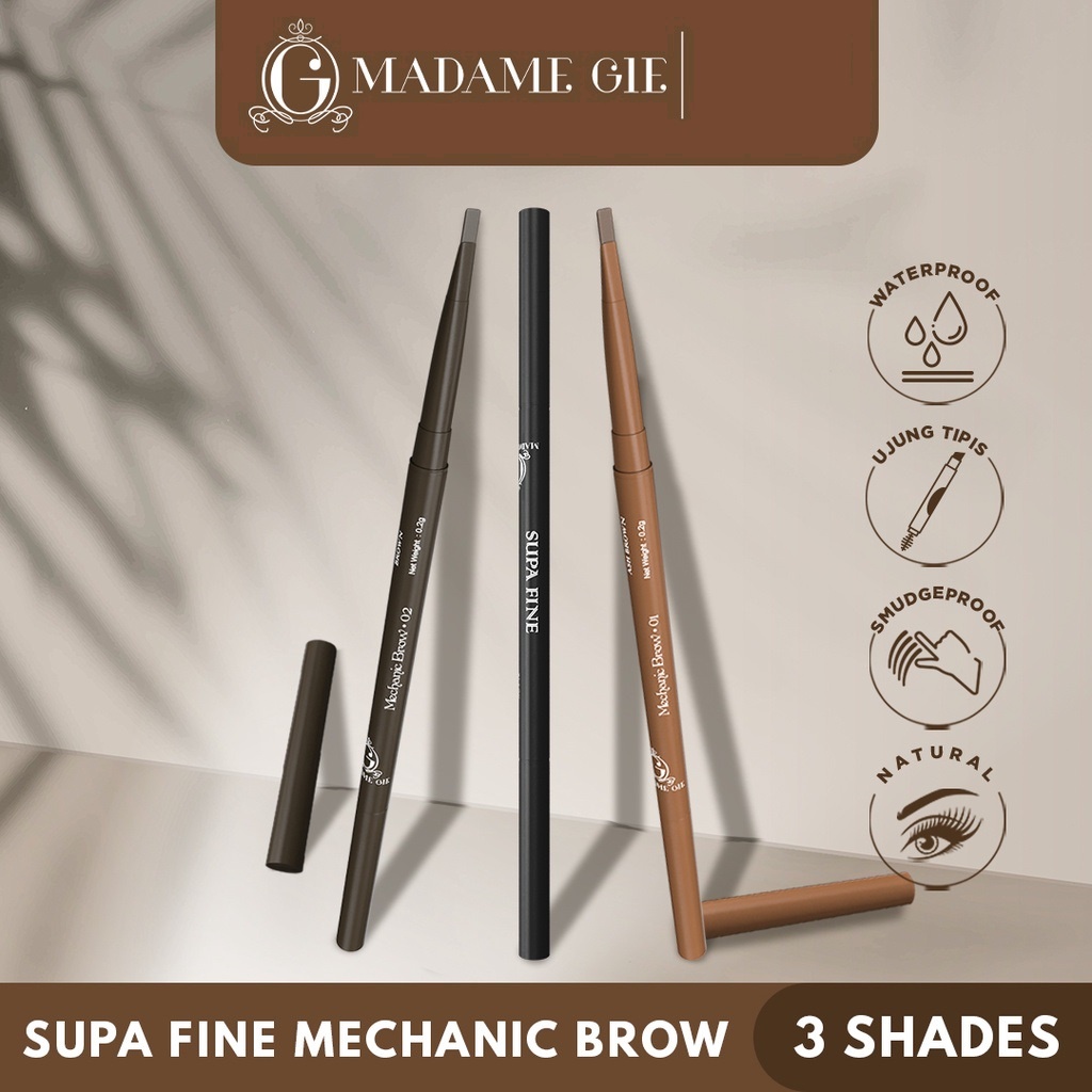 MADAME GIE Supa Fine Mechanic Brow | Pensil Alis Matic | Matic Eyebrow | BPOM