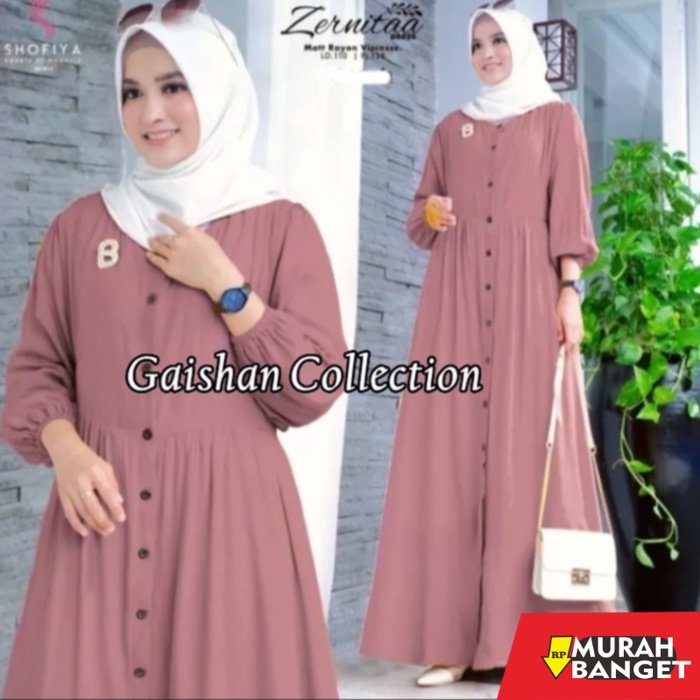 model gamis kombinasi polos terbaru 2022 Baju trend wanita terbaru masakini gamis Zernitaa Kekinian 