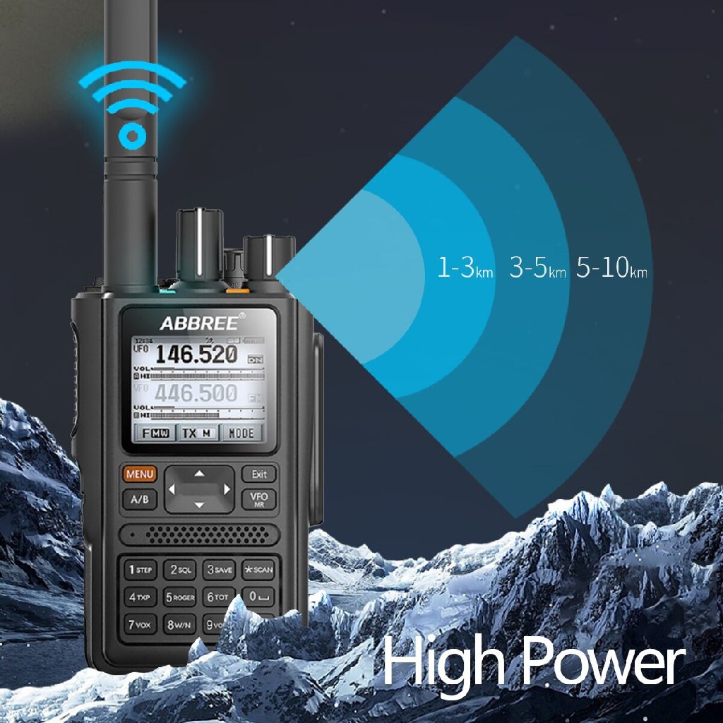 ABBREE AR-F8 - Walkie Talkie 8W Power 6-Band 136-520MHz - GPS Function - Radio Panggil Terbaru dengan Fitur Terbaru dari ABBREE