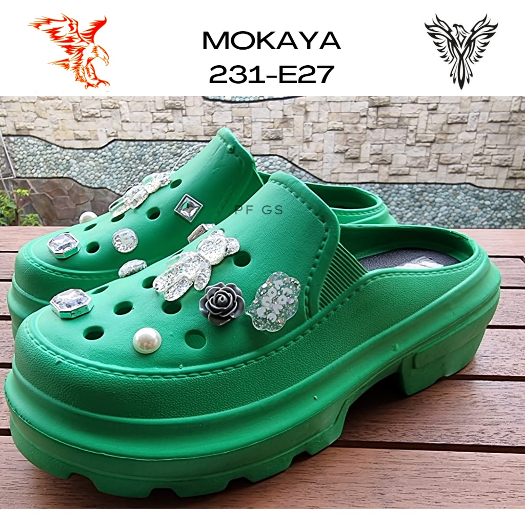 Sandal Selop Wedges Wanita Mokaya E231 -27 Fuji Bear Permata Blink Import Lux Trendy