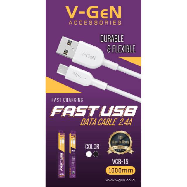 TERMURAH !! KABEL DATA VGEN VCB-15 MICRO USB FAST CHARGING