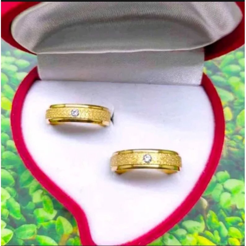 cincin titanium motif pasir  emas warna gold/silver untuk pria dan wanita