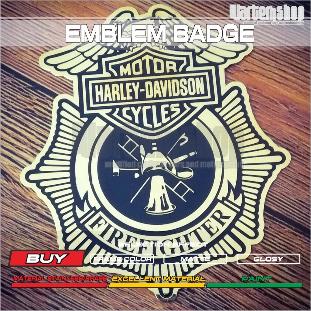 EMBLEM MOBIL STAINLESS HARLEY DAVIDSON FIRE FIGHTERS