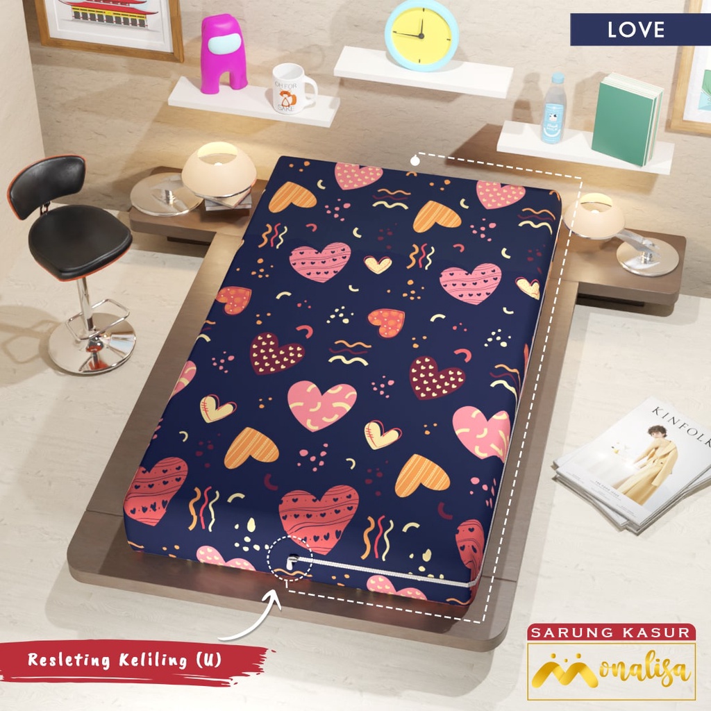 Monalisa Premium Sarung kasur Uk 90/100/120 T 15/20 - Love